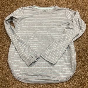 Gray/teal striped Athleta Girl Lg 12 long sleeve